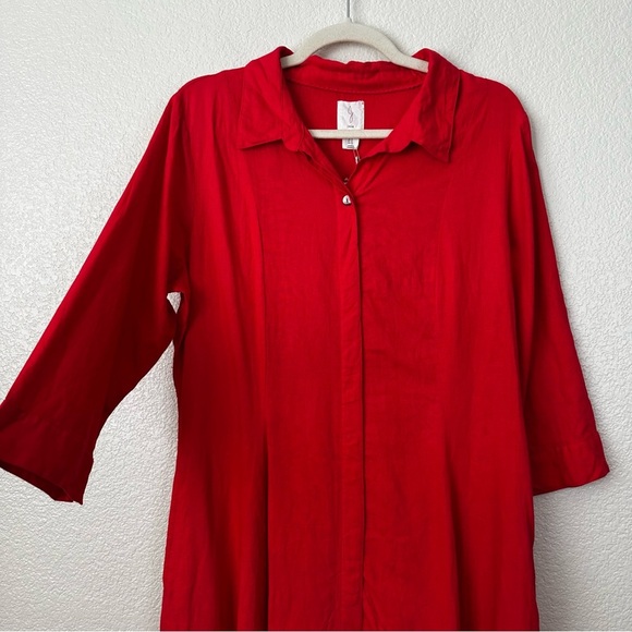 NWT Joie Linen Blend Red Button Down 3/4 Sleeves Maxi Dress, Size XL - Picture 3 of 11